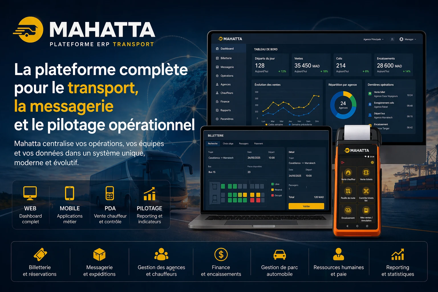 Mahatta Erp transport maroc avec application PDA